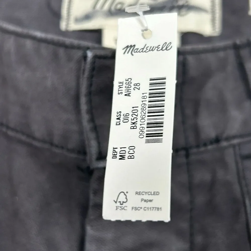 Madewell Workwear Pant Mens 28 Black Coal Relaxed Straight Button Fly AH665 NWT